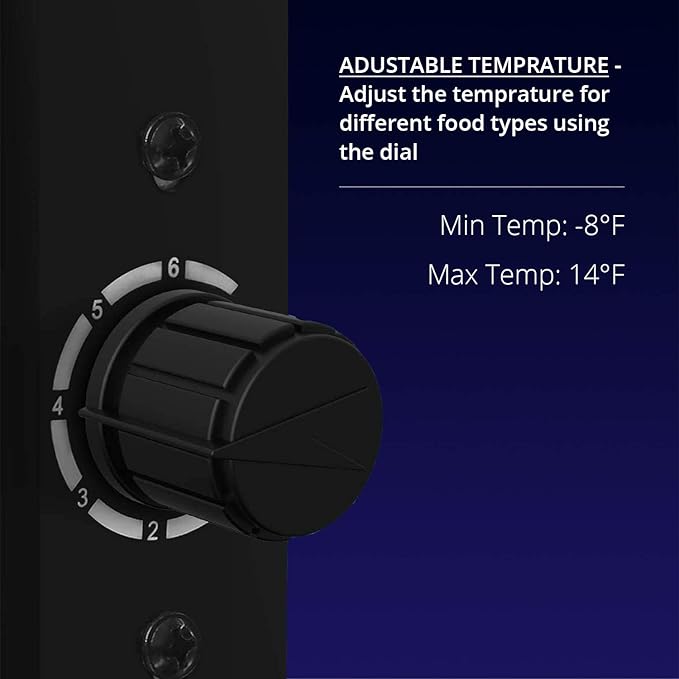 Northair Compact Mini Freezer with Glass Display Door - 1.1 Cu Ft with 2 Removable Shelves - Quiet Upright Freezer - 7 Temperature Settings - Black