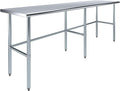 AmGood Stainless Steel Work Table Open Base | NSF Kitchen Island Food Prep | Laundry Garage Utility Bench (96" Long X 24" Deep)