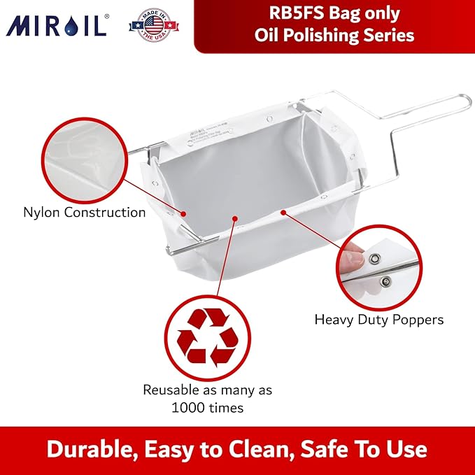 MirOil RB5FS Oil Polishing Filter Bag for Hot & Cold Oil, Extends Life of Cooking Grease, Maintain Quality & Taste of Deep Fried Foods, Reduce Contaminants for Food Service(Filter Bag Only)-Part 12751