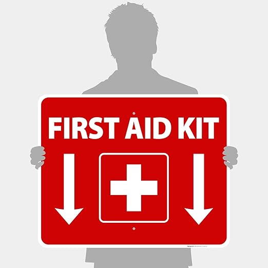 First Aid Kit Sign, (SI-1040) 24x30 Inches, 55 mil Thick HDPS (high Density polystyrene), Made in USA