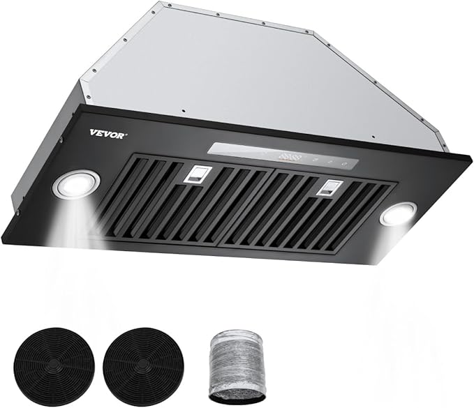 VEVOR Range Hood Insert, 30 Inch Built-in Kitchen Vent Hood, 800CFM Steel Stove Hood, with Gesture & Touch Control, LED Light, Baffle Filters, 4-Speed Exhaust Fan, Ducted/Ductless Convertible