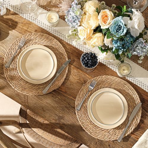13.8'' Round Woven Placemats Set of 40, Boho Wicker Chargers, Terrekraft