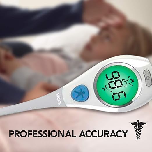 Vicks RapidRead Digital Thermometer, Temperature Readings in 2 Seconds, Use as Oral Thermometer, Baby Rectal Thermometer or Under The Arm, Water Resistant