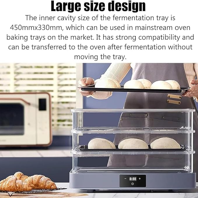 40L Electric Dough Proofer Machine – Home Bread Proofing Box with Adjustable Temperature, Timing & Humidity Control for Even Fermentation