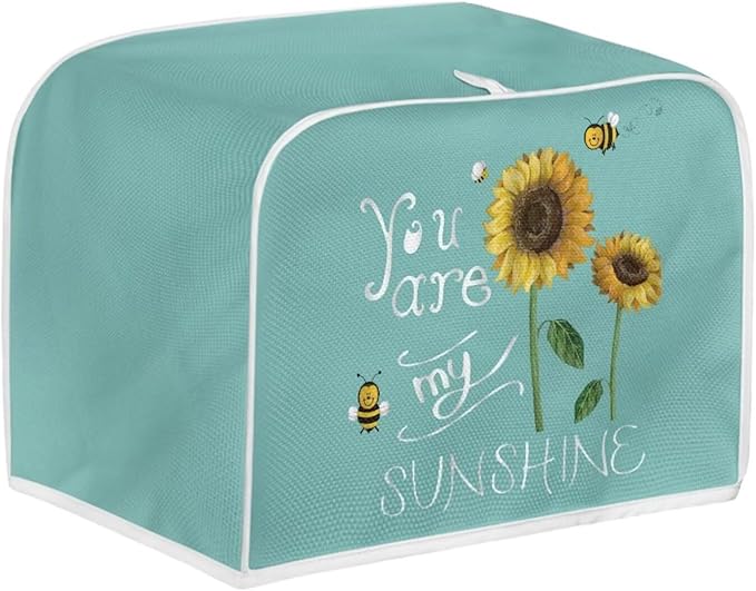 Sunflower Bee Toaster Cover 2 Slice Wide Slot Washable Bread Maker Covers Toaster Covers Kitchen Small Appliance Cover Stain Resistant