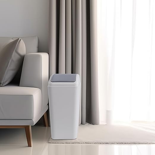 Asking 3-Pack 4.5 Gallon Small Trash Can with Swing-top Lid,Swing Lid Plastic Waste Can, Light Gray
