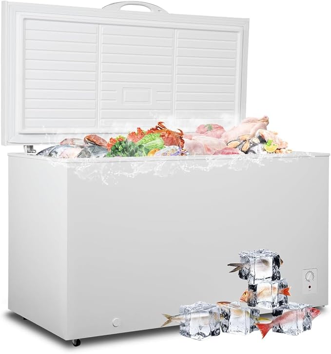 Smad 18 Cu. Ft. Chest Freezer, Large Deep Freezer with Removable Basket, 4 Wheels, Top Open Door Commercial Freezers 7 Adjustable Temperature, Low Noise, White
