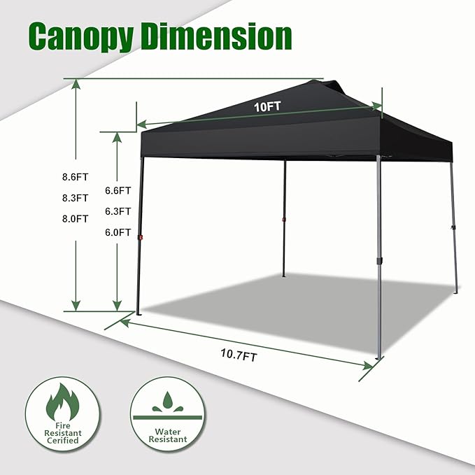 Eurmax USA NOMATTER ONE-Person Open&Close 10x10ft Pop Up Canopy Tent，Portable Shelter Canopy for Outdoor Events，Instant Canopies, Temporary Sunshade,Bonus 4 Sand Bags(Navy Blue)