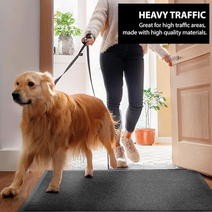UNIMAT Traffic Guard Door Mat, 3´x 5´ (36” x 60”), Heavy Duty Waterproof Doormat, Stain and Fade Resistant Welcome Mats, Durable Rubber Backing, Low Profile Entryway Rug, Shoe and Boot Scraper.