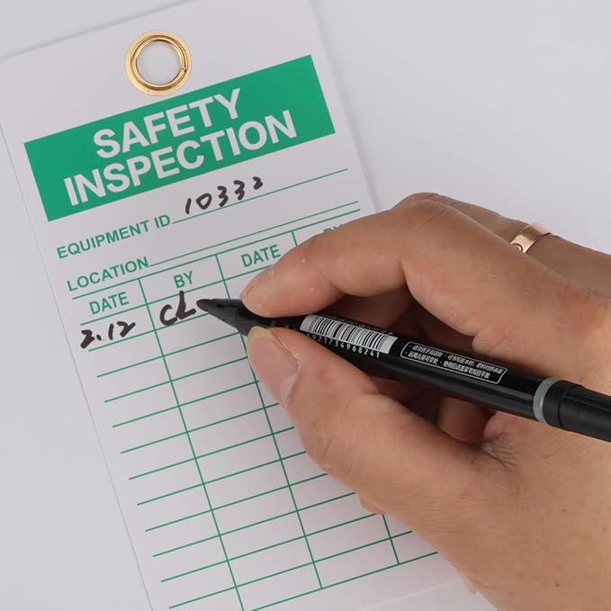 Lionshop Safety Inspection Tags for Accident Prevention with Zip Ties Multi Purpose Cable Ties for Indoor Outdoor Fire Extinguisher Scaffold Ladder, UV/Paper, 5.75"x 3", Pack of 25