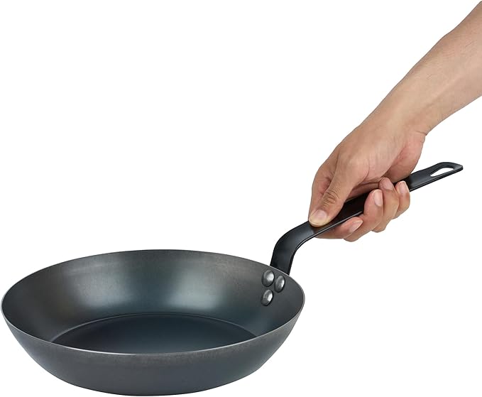 Restaurantware-Met Lux 10 Inch Fry Pan, 1 Lightweight Frying Pan - Induction-Ready, Triple-Riveted, Black Carbon Steel Cooking Skillet, Durable, For Searing, Sauteing, And Browning Food