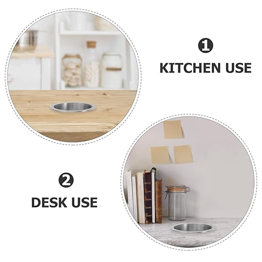 Cabilock Stainless Steel Round Countertop Trash can Lid Small Wastebasket Cover Kitchen Garbage Bin Replacement Lid 5.90X4.72X3.14 Inches