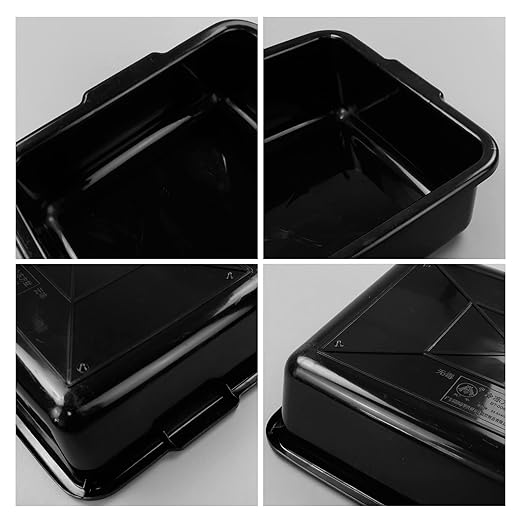 4-Pack 24 L Commercial Bus Box, Plastic Utility Bus Tubs, Black