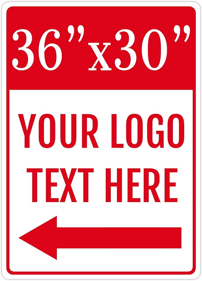 Oversized Custom Outdoor Metal Sign for Large Business Wall Display, 36x30 Inch, Rust-Free Aluminum Weather Resistant, Waterproof, Durable Ink, Easy to Mount
