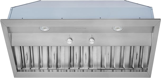 Hauslane Range Hood Insert 36 Inch, Hood Vent for Kitchen | Low Noise Performance, Professional-Grade Baffle Filters, LED Lamps, Stainless Steel Ductless Hood, Built in Range Hood 18.5” Deep