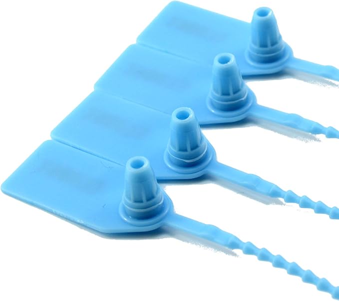 100 Numbered Plastic Tamper Seals Self Locking Security Tags Zip Ties Label for Fire Extinguisher 250mm (Light Blue)