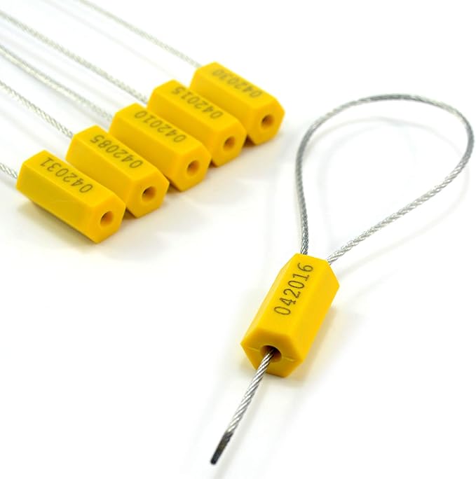 Leadseals(R) 100 Steel Cable Seals - Metal Security Seals for Truck & Trailer - Yellow, 100pcs