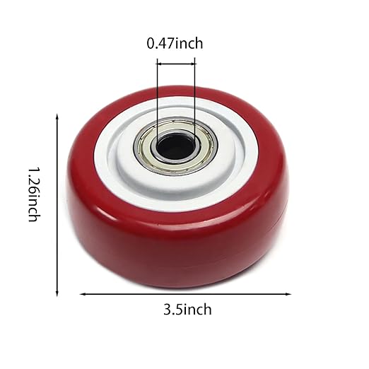 4 PCS 3.5INCH Caster Wheels Red Heavy Duty Plate Shelf Replacement Wheels for Platform up to 308 LBS/140KG