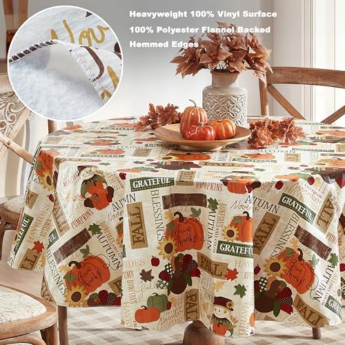Newbridge Thanksgiving Fall Hayride 70 Inch Round Turkey Vinyl Tablecloth