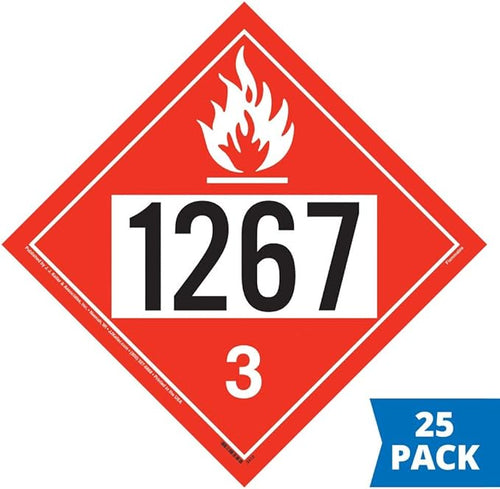 1267 Placard, Class 3 Flammable Liquid 25-pk. - 10.75" x 10.75" Laminated Plastic, DOT Hazmat Compliant, J. J. Keller & Associates, Inc.