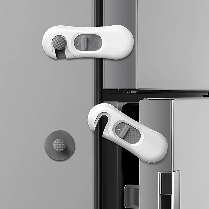 5-Pack Child Proof Refrigerator Lock with 3M Adhesive, Baby Child Safety Cabinet Locks, Kids Safety Fridge Locks for Oven Drawers Freezer Door Latches- White