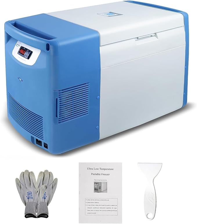 0.8 Cu.Ft Ultra Low Temperature Freezer -123 °F, Portable Lab Cryogenic Freezer Refrigerator Digital Display, Silent Operation & Compact Size, Lab Freezers for Research/Biotech Use/Sample Preservation