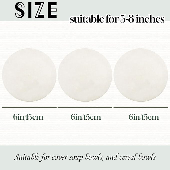 3 Pack 15CM 100% Pure Linen Bowl Covers, Elastic Organic Bowl Cover Lids, 100% Natural Organic Linen,Unbleached,Perfect for Soup Bowls, and Cereal Bowls