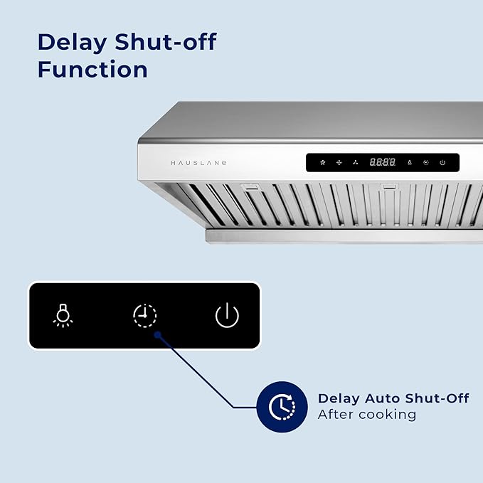 Hauslane Range Hood 30" Under Cabinet,900 CFM Kitchen Range Hood | 3 Speed Exhaust Fan, Delay Auto Shut-Off Vent Hood | Stainless Steel Electric Stove Ventilator | Chef Series PS10