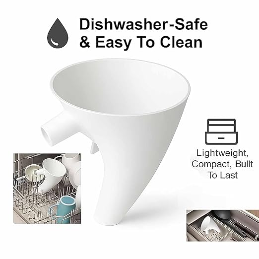 Flour Funnel for Kitchen Aid Mixer, Easy Pour No-Mess Attachment, Anti-Splash Accessory, Fits Tilt-Head 4.5–5 Qt (KSM150), Durable Dishwasher-Safe Baking Tool (Black)