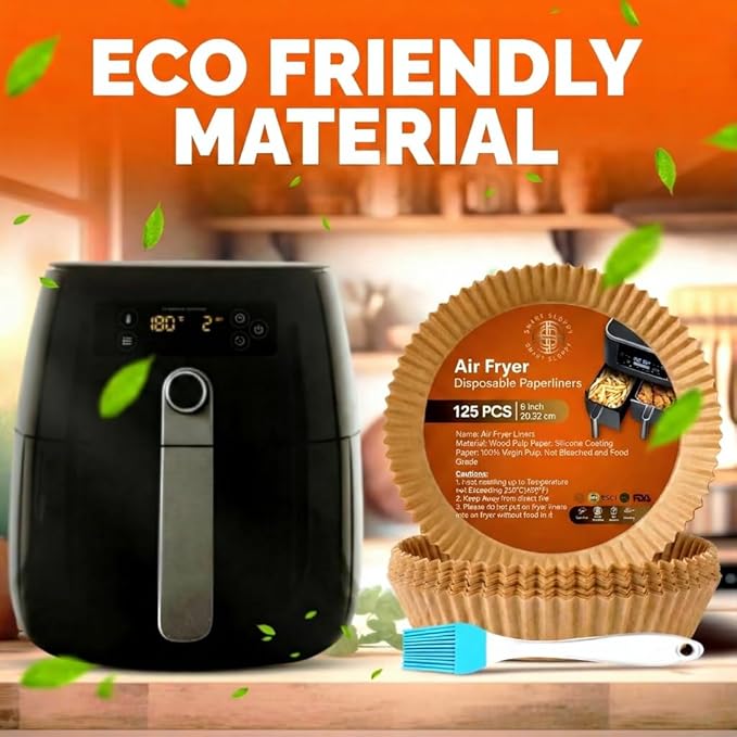 8 inches Round Air Fryer Liners Disposable Parchment Paper Liner Airfryer 5-8 QT Basket inserts Filter Sheets EXTRA THICK 40 GSM - Pack of 125