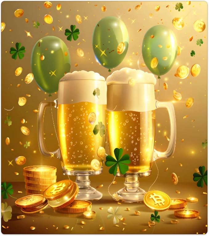 Beer Balloon Gold Coin Clover Dishwasher Magnet Cover, Reusable Refrigerator Panel Stickers Microwave Front Door Covers Magnets for Kitchen Home Appliances Holiday Party Decorations 23 X 26 in