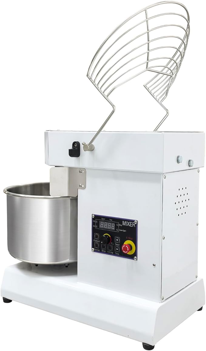 15L Commercial Dough Mixer with Dual Rotation and Steplessly Variable Speed, 1100W Electric Dough Kneading Machine, Time Set, Digital Display, for Bakery Pizzeria – 11 lbs Capacity