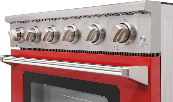 KOSTCH 36 inch Professional Electric Range with 5 Heating Elements Cooktop, 6.0 Cu. Ft. Convection Oven Capacity,Electric Stove Smooth Glass Top, in Stainless Steel KOS-36RE06H (Red)
