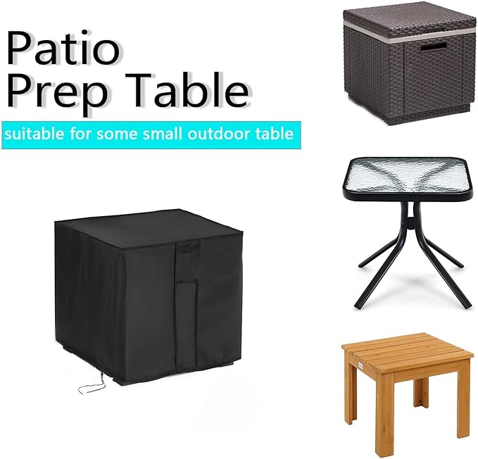 Outdoor Table Cover Square 18 Inch,Patio Table Cover for Keter Ice Cube Beer Cooler Table, Waterproof Outdoor Small Bar Table Furniture Cover - 18 X 18 X 18 Inch