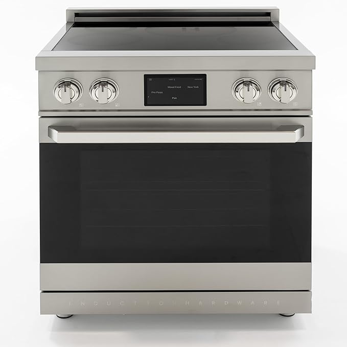 30 Inch Professional Induction Range with Convection Oven, Air Fry, 4 Burner Electric Stove, Pizza Stone - Stainless Steel