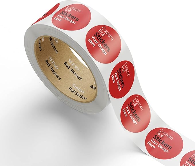 150 Roll Labels Personalized and Custom Design Stickers for Your Business Round Square Heart Star Die-Cut Any Shape and Size with Your Logo Text Image (Glossy Paper)