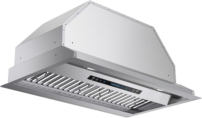 JOCO 30 Inch Range Hood Insert, 900 CFM Stainless Steel Built-In Kitchen Vent Hood, Convertible for Ducted or Ductless Installation, 4-Speed Gesture/Touch/Remote Control, Model B02-30G