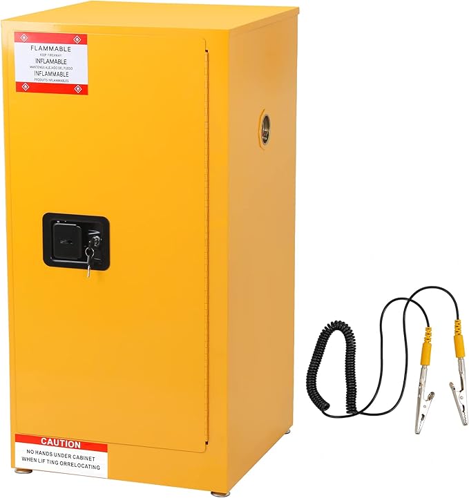 Flammable Storage Cabinet Galvanized Steel,18x18x35 Flammable Safety Cabinet,Explosion Proof Cabinet for Commercial Industrial and Home Use, Yellow