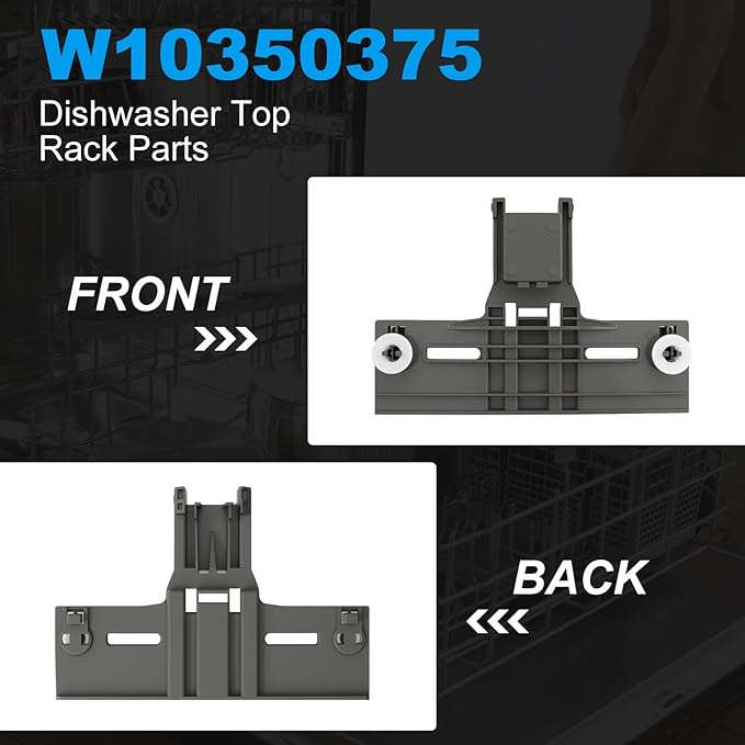 New Upgraded 10 Pack W10350375 Dishwasher Top Rack Adjuster Replacement for Whirlpool WDTA50SAHZ0 WDT750SAHZ0 WDT730PAHZ0 WDT970SAHZ0 Kenmore Dishwasher Top Rack Parts