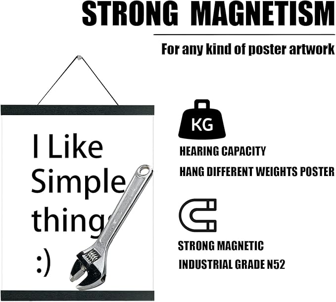 4 Pack Magnetic Poster Hanger Frame 18 inch Black- 18x24 18x12 18x28 Poster Frame for Wall Art Pictures Photos Prints Maps Diamond Art Painting
