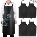 Gotega 4 Pack Waterproof Rubber PVC Apron Adjustable Dishwasher Apron-Women Men Heavy Duty Work Apron for Dishwashing Chemical Lab Butcher Grooming Black
