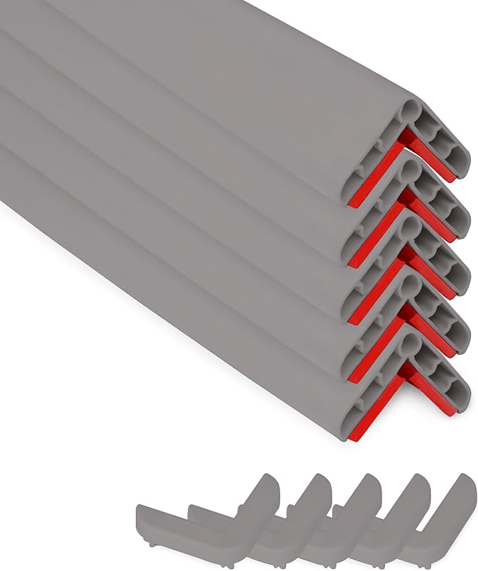 Rubber Bond Wall Corner Guard Edge Protector, 1x1x36 inch Baby Proofing Corner Guards | Self-Adhesive Furniture Edge Strips for Home & Office (5 Pack, Gray)