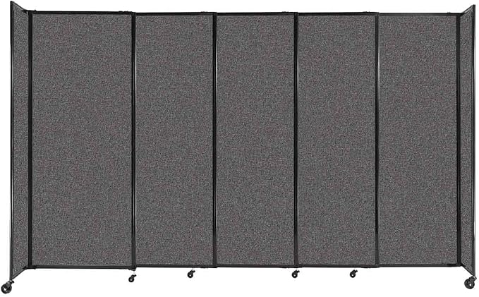 Versare Straightwall Sliding Portable Wall Partition | Freestanding Office Dividers | Locking Wheels | Temporary Room Separator | 11'3'' Wide x 6'10'' Tall Charcoal Gray Fabric Panels