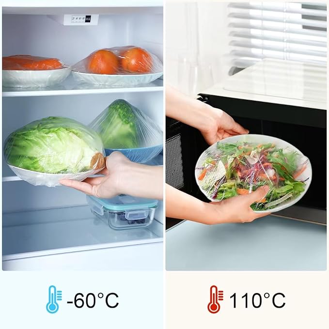 100 Boxed Bowl Covers Bread Proofing Plastic Wrap for Food Shower Caps for Sourdough Bread Baking Rising Elastic Reusable BPA Free Food Grade (Diameter 10")