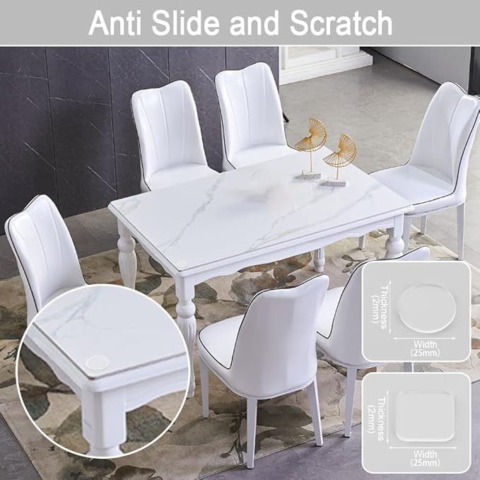 Extremely Soft Glass Table Top Bumper, Anti Slide and Scratch for Glass Table, Transparent Non-Adhesive Rubber Pads for Glass Table Top Spacer. to Avoid The Movement of Glass (Round & Square, 40 PCS)