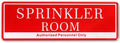 Sprinkler Room Sign – Acrylic Red & White Door Sign with Rounded Corners, Durable Fire Safety & Plumbing Signage for Buildings, Construction Sites, Fire Dept Use | 9x3 Inch | Self-Stick |