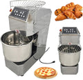 Commercial Spiral Dough Mixer 20L 304 Stainless Steel Stand Mixer with Double Action & Variable Speed, Heavy Duty Pizza & Bread Dough Kneading Machine for Restaurants, Bakeries, Home Kitchens