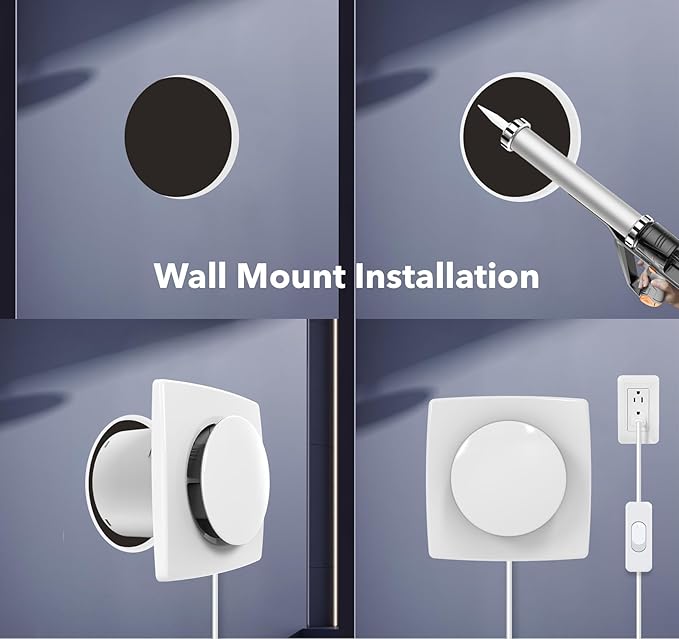 Bathroom Exhaust Fan with Switch, 2600RPM Upgraded Exhaust Fan 35dB Low Noise IPX4 Waterproof Household Ventilation Fans, Energy Saving Vent Fan for Attic Basement Garage Washroom P112A2