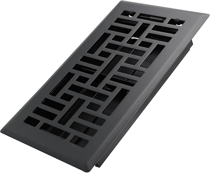 4x8 Inches Heavy Duty Walkable Floor Register Easy Adjust Air Supply Lever Floor Vents - Seattle Design - Vent Cover for Home Floor - Matte Black