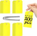 200 Pieces 4 3/4" x 2 3/8" Plastic Shipping Tags with Wire Waterproof Tags for Labeling Heavy Duty Plastic Tags Blank Tags to Write On with Reinforced for Equipment Car Parts Garage Storage(Yellow)